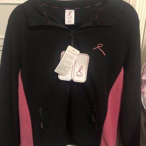 NWT LECARE Large Black/Pink Full-Zip Breast Cancer Awareness Fleece Jacket